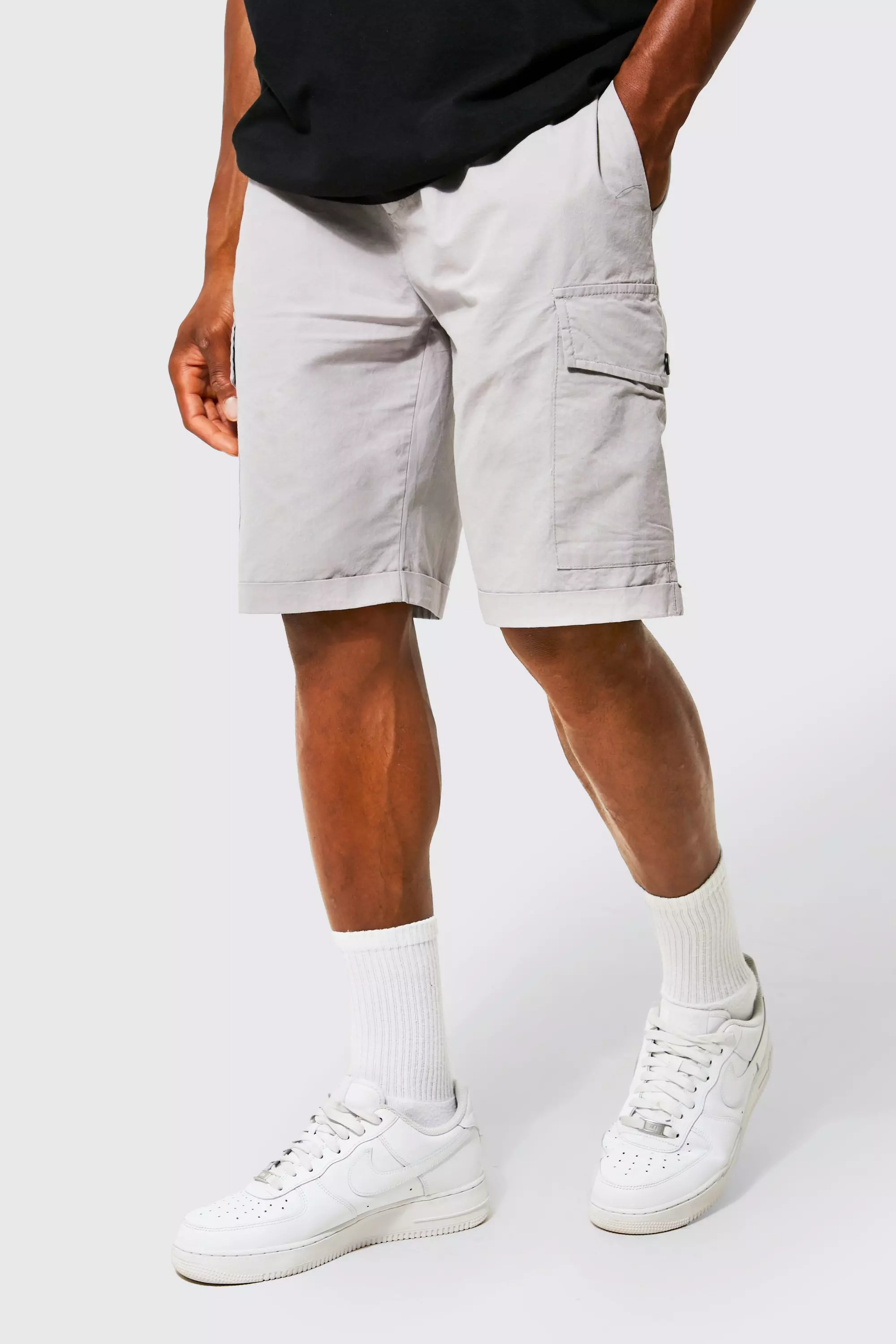 Light grey cargo shorts store